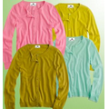 Ladies Cotton Button Front Crew Neck Cardigan - Custom Colors